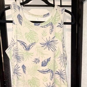 Secret Treasures Tropical Print Tank Top - Blue and Green